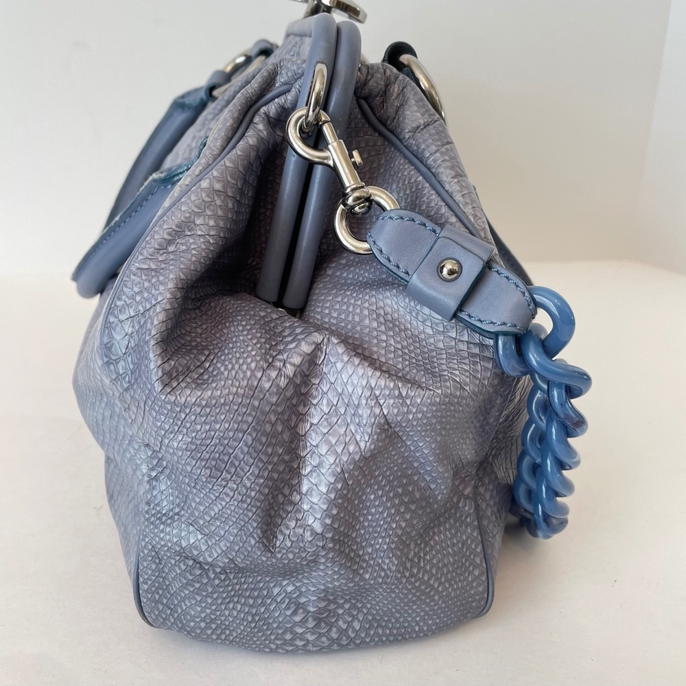 Marc Jacobs Smoke Blue Snakeskin Embossed Stam Resort Hand Bag - Picture 8 of 16